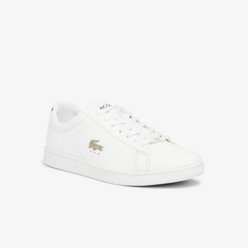 Lacoste Carnaby Evo Leather Platinum Sneakers - Tenisky Pánské Bílé / Bílé | CZ-7WdR68